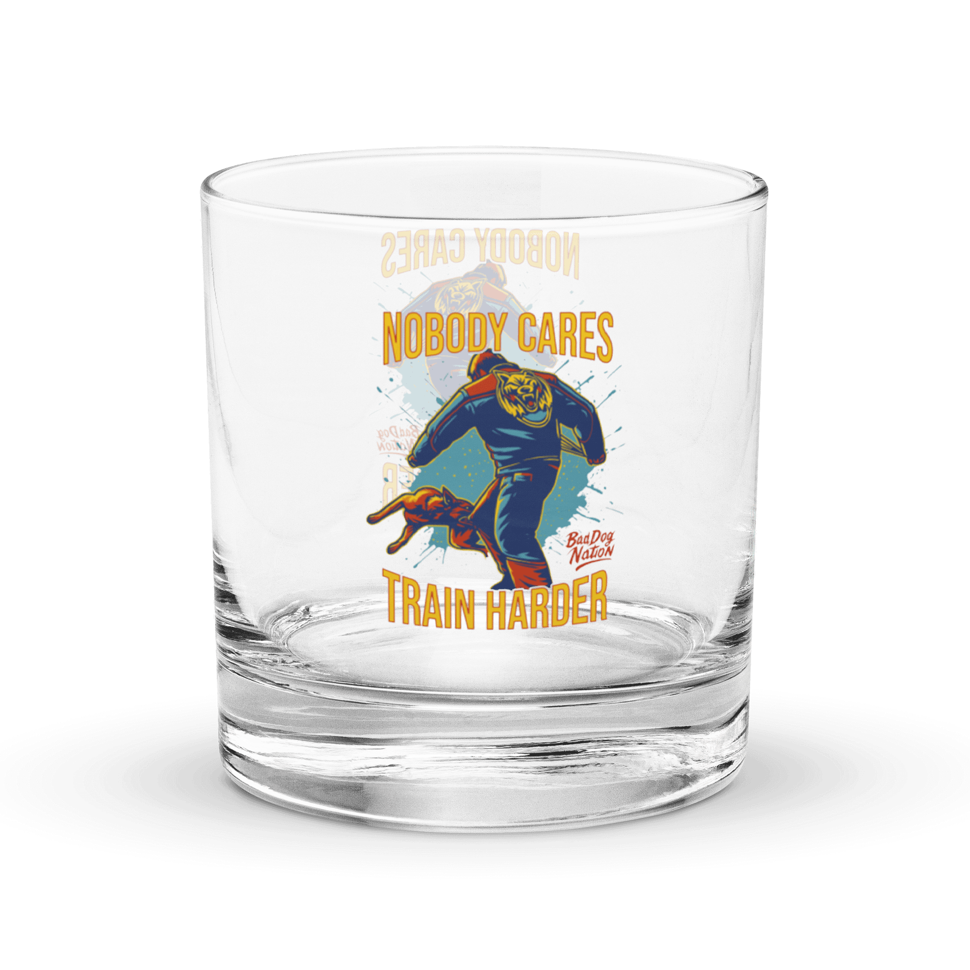NOBODY CARES TRAIN HARDER - Whiskey Rocks Glass product image (1)