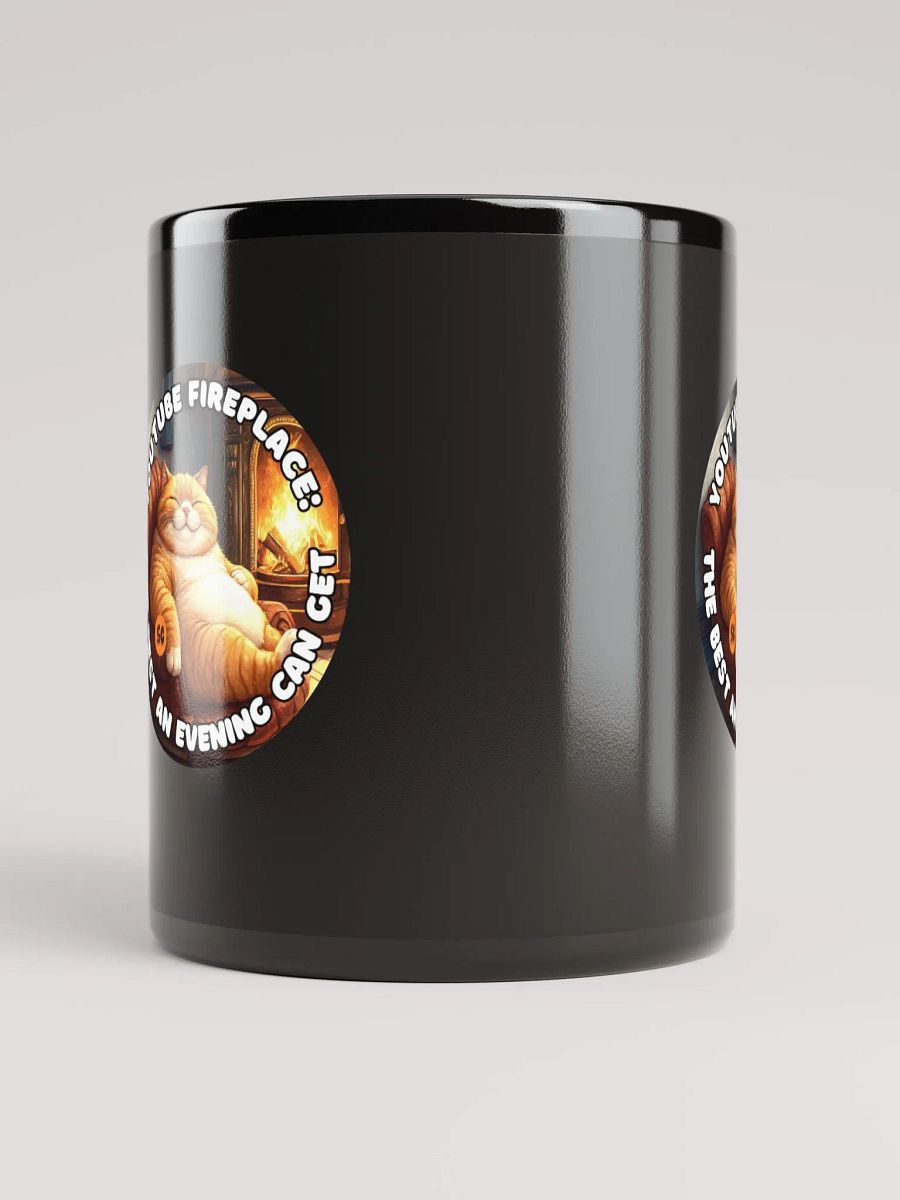 Cozy Cat - YouTube Fireplace: The Best an Evening Can Get | Black Glossy Mug product image (9)