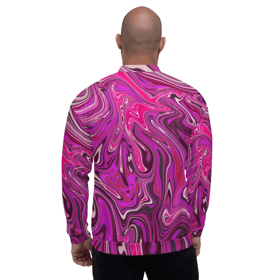 Unisex Bomber Jacket - Pink and Purple Digital Fluid Art product image (5)