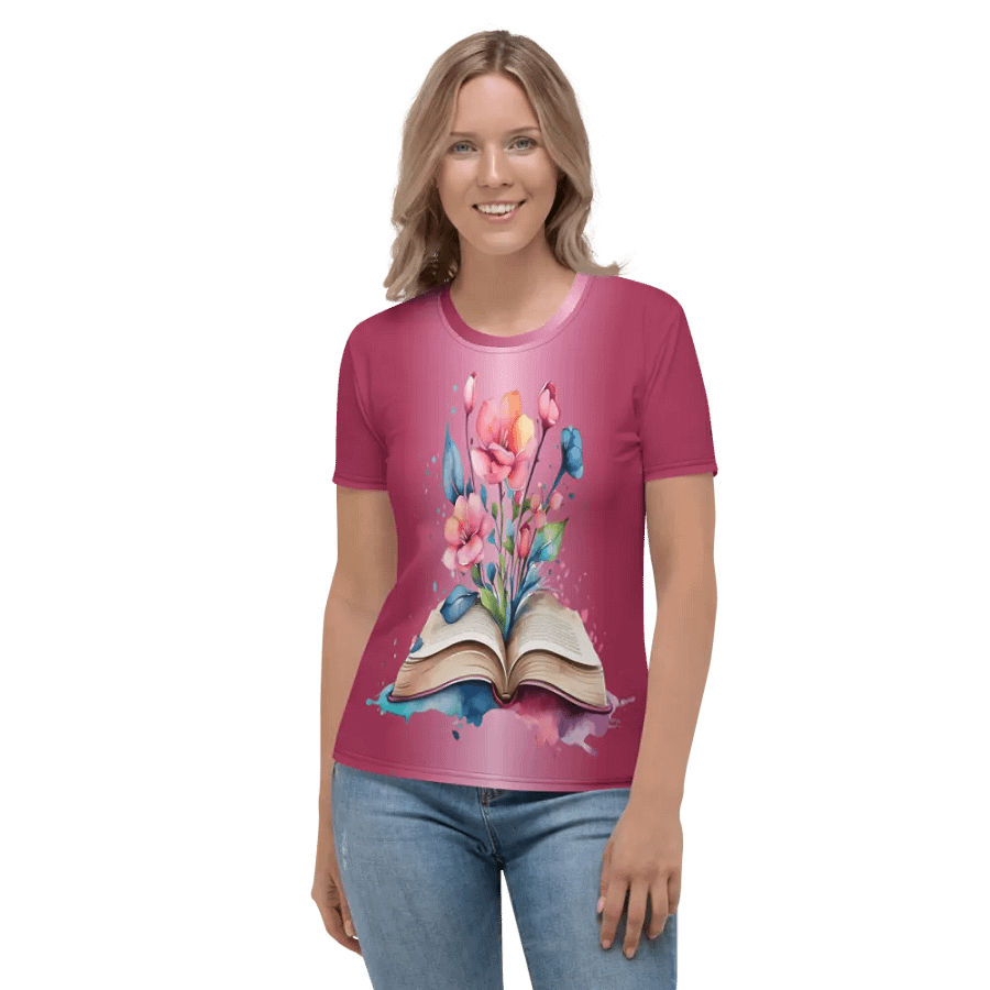 Floral Book All Over Print T-shirt product image (2)