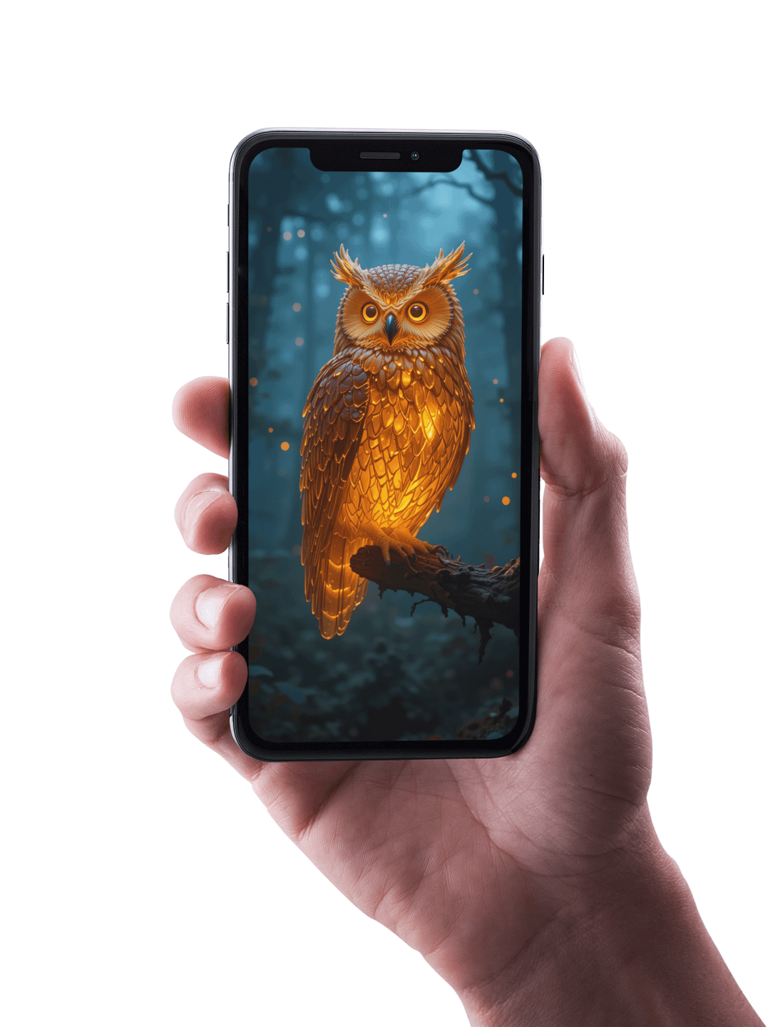 8K Amber Owl Wallpaper – Exclusive AI Design for Your Phone product image (1)
