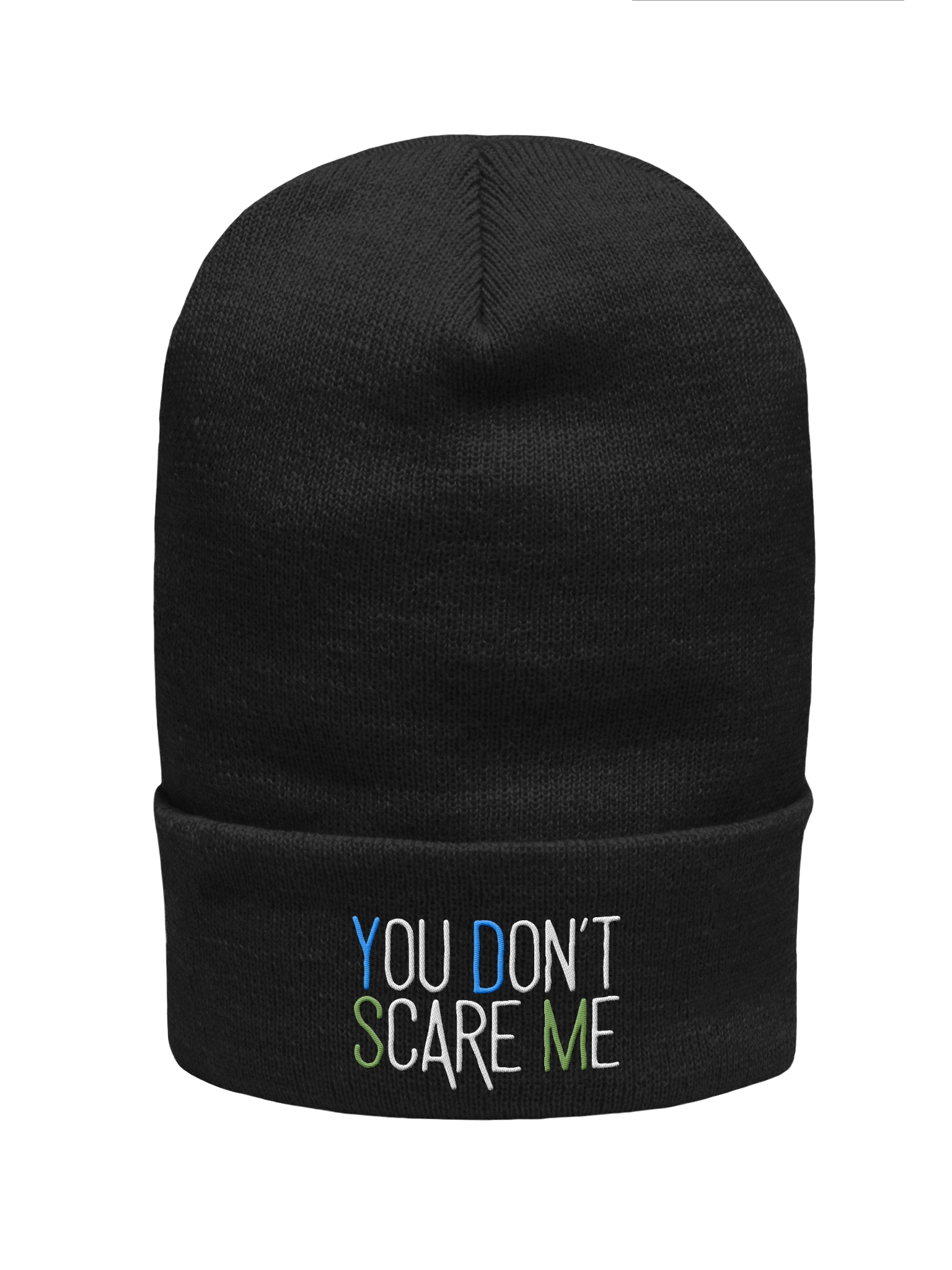 "YOU DON'T SCARE ME" Split-Color Signature Beanie product image (5)