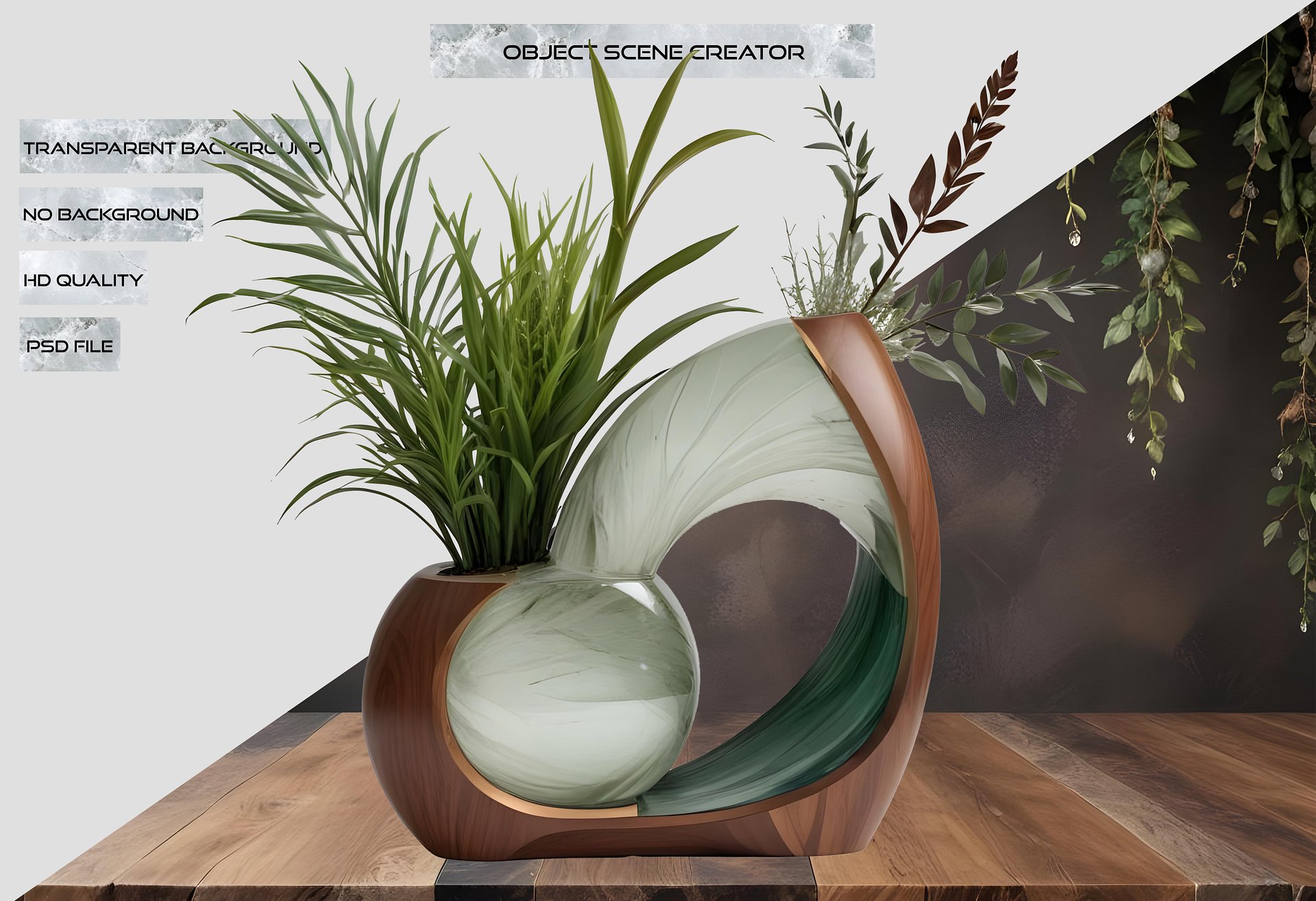 Luxe Botanique – Dual Harmony Art Deco Vase PNG product image (2)