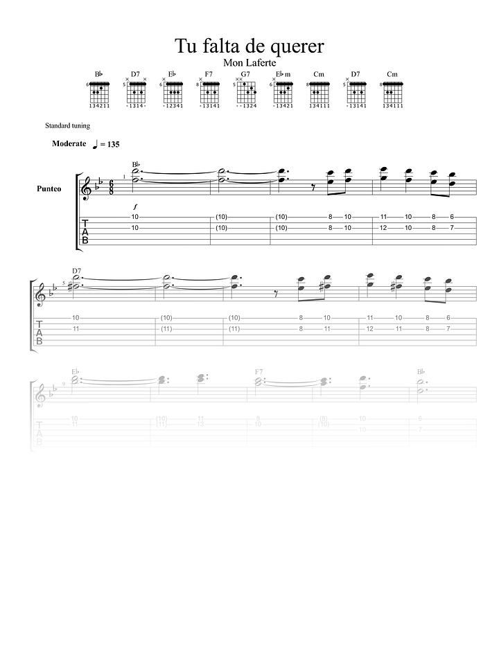 Tu falta de querer - Partitura + Tab + Acordes product image (1)