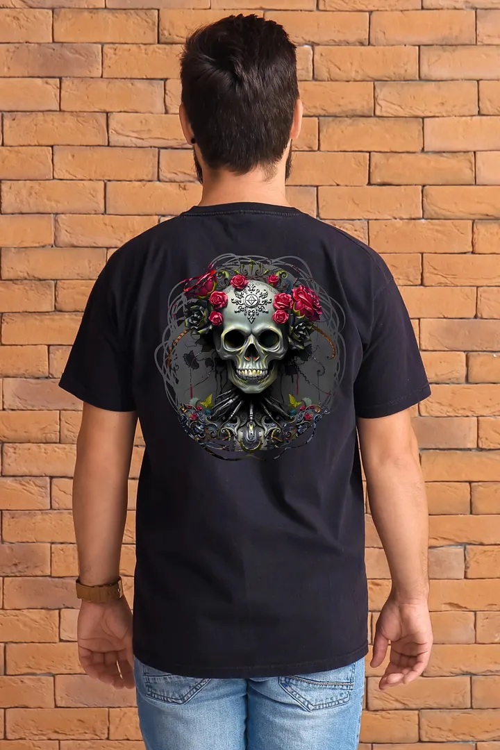 Rose Skull Unisex Tee Back Printed product image (1)