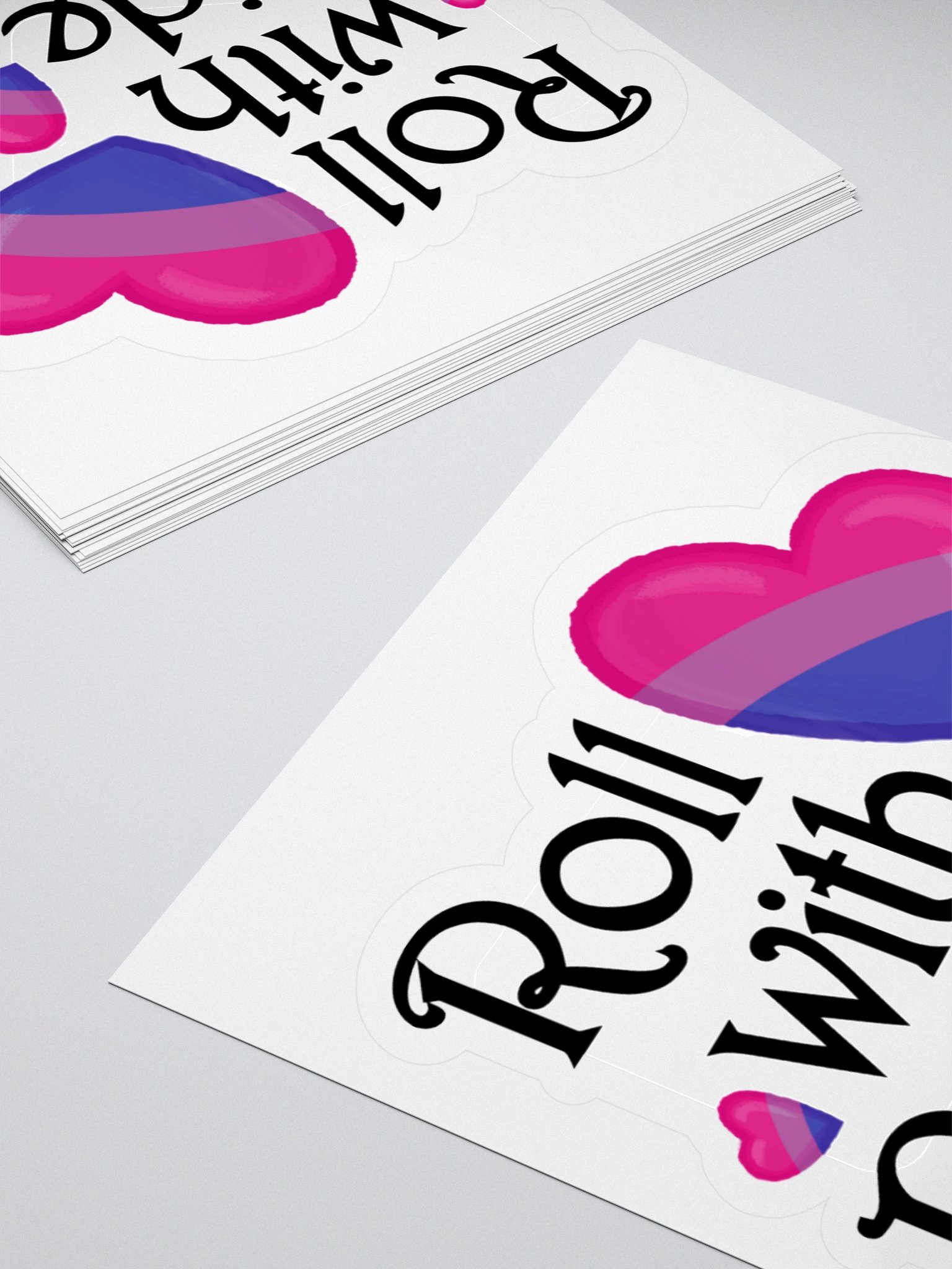 Roll with Pride Kiss Cut Stickers - Bi Hearts product image (12)