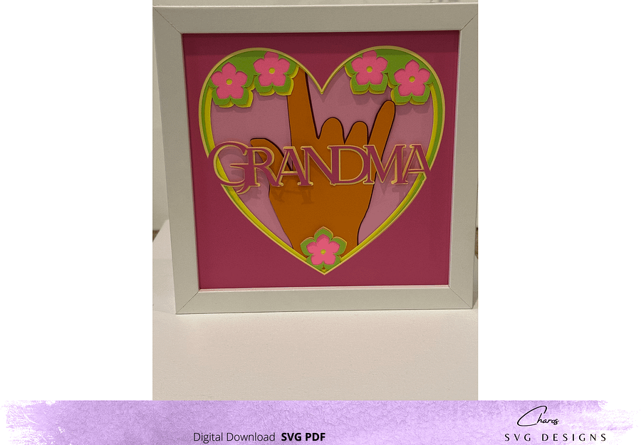 3D I Love You Grandma SVG in ASL Layered Shadow Box Design product image (4)