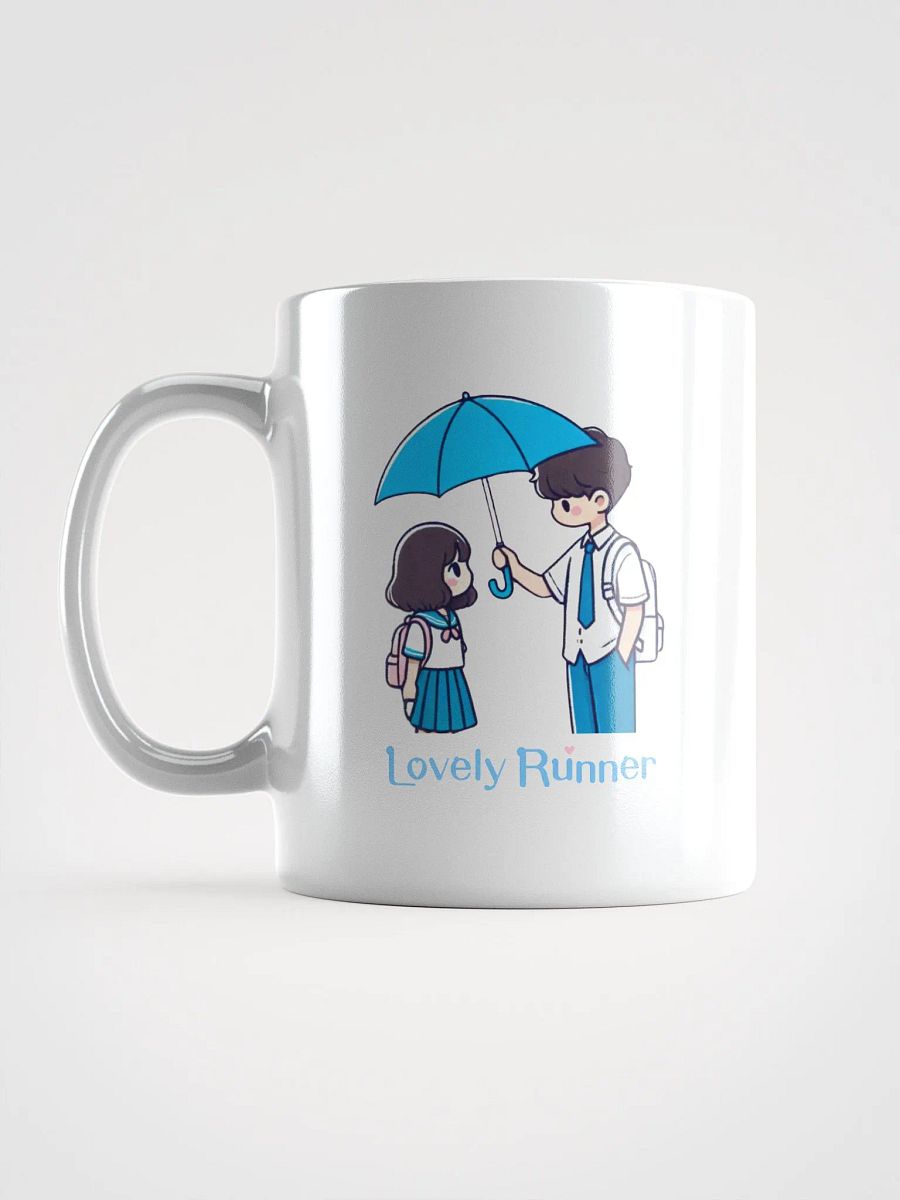 Lovely Runner Umbrella Scene White Coffee Mug (English) product image (2)