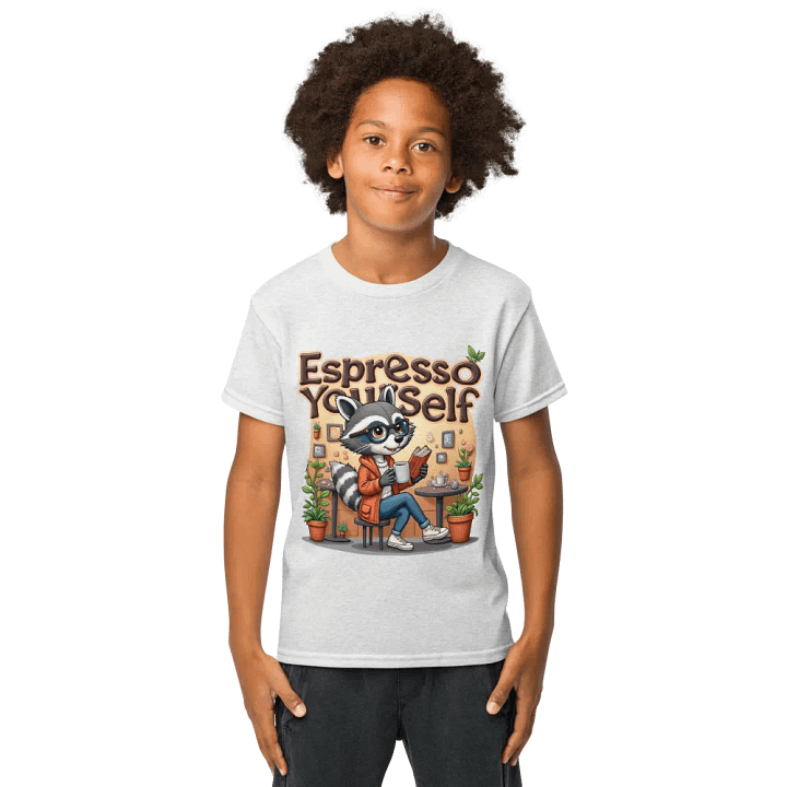 Espresso Yourself Raccoon Youth Sports Tee product image (9)