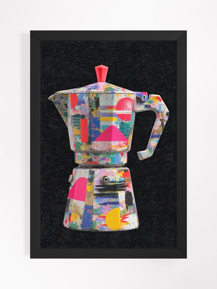 Coffee moka Pot Vibrant Matte Poster in Ayous Wood Frame product image (1)