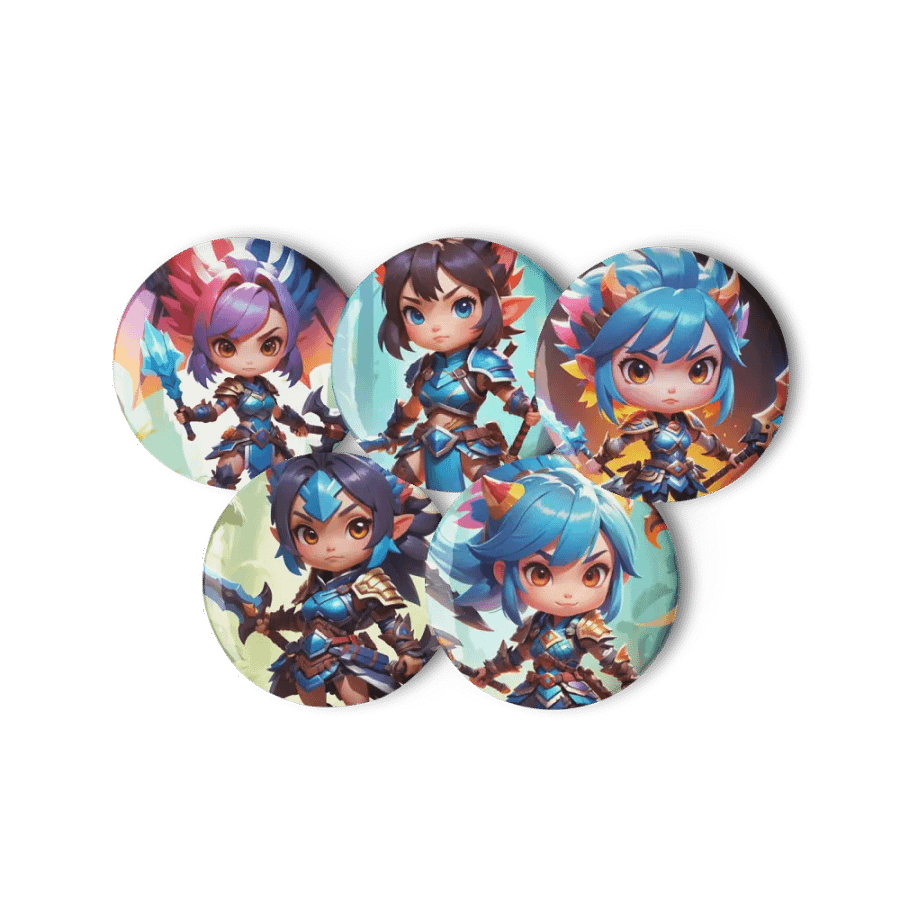 Chibi Monster Warrior Set B - Pin Button Colllection product image (7)