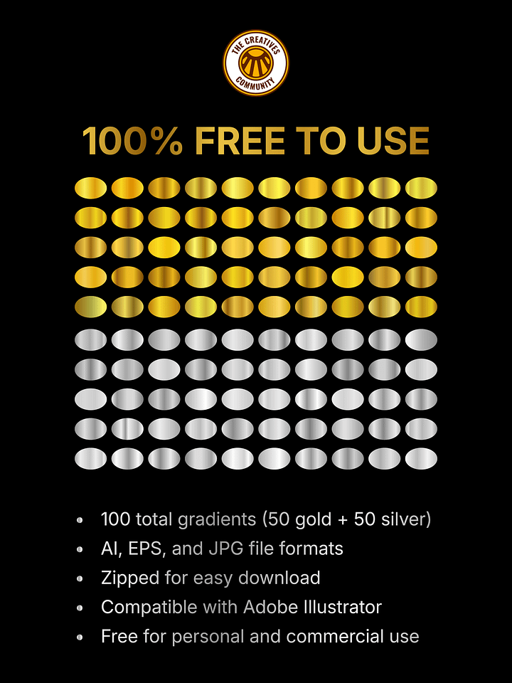 100 Luxury Metallic Gradients Pack 50 Gold & 50 Silver Free Download product image (2)