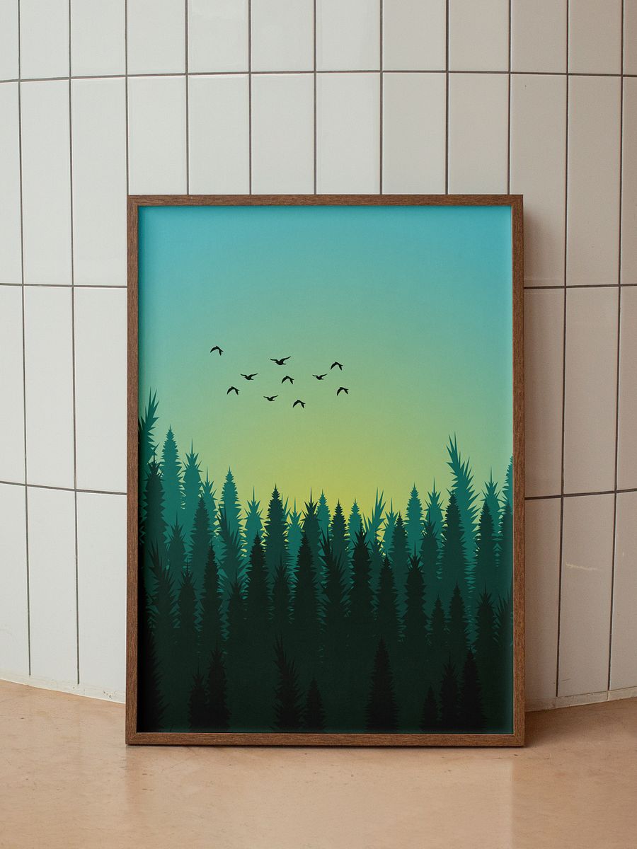 Serene Forest Dawn Vertical Poster – Captivating Nature Art Print for Rustic Home Decor Enthusiasts product image (5)