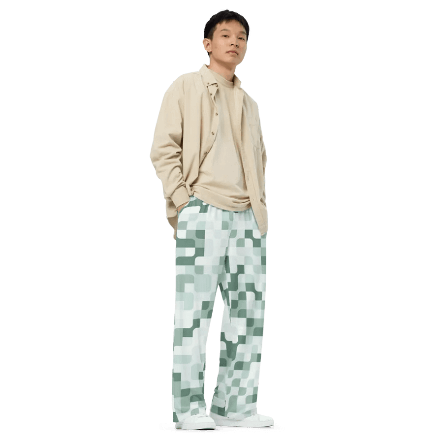 BUIII Pixelated Geometry: Mint Oasis Wide-Leg Pants product image (8)