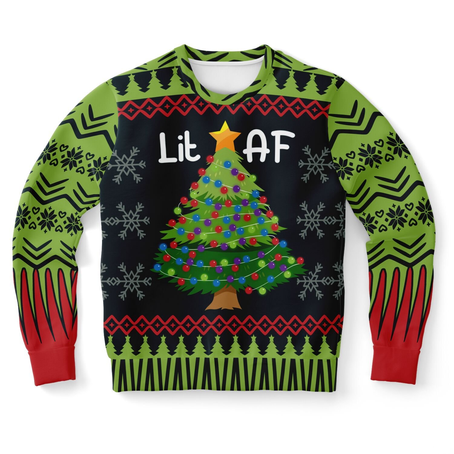 "Lit AF" Christmas Tree Sweatshirt | Funny Holiday Party Sweater | Festive Winter Outfit product image (9)