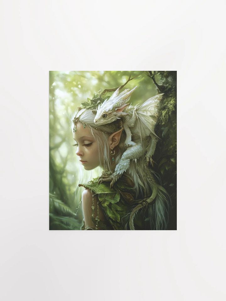 Young elf with her small dragon on the shoulder - Poster product image (1)