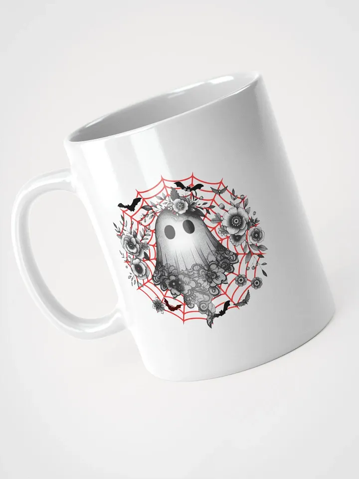 Lacey Ghost Gothic White Glossy Mug product image (2)