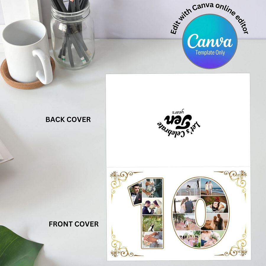 Ten Year Celebration Card Photo Collage Canva Template product image (5)