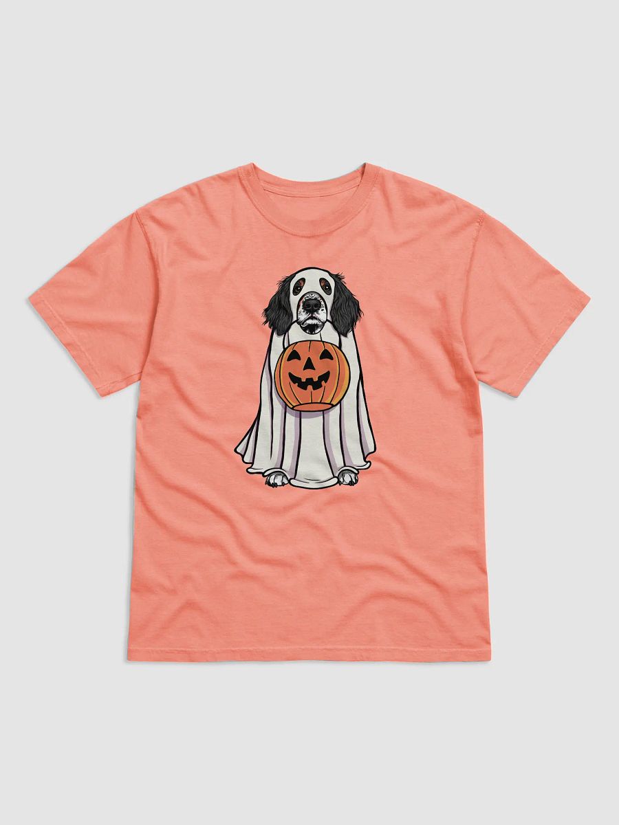 Funny Halloween Springer Spaniel(Tricolor) T-Shirt | Funny Springer Spaniel Wearing a Ghost Costume and Holding a Pumpkin Basket product image (22)