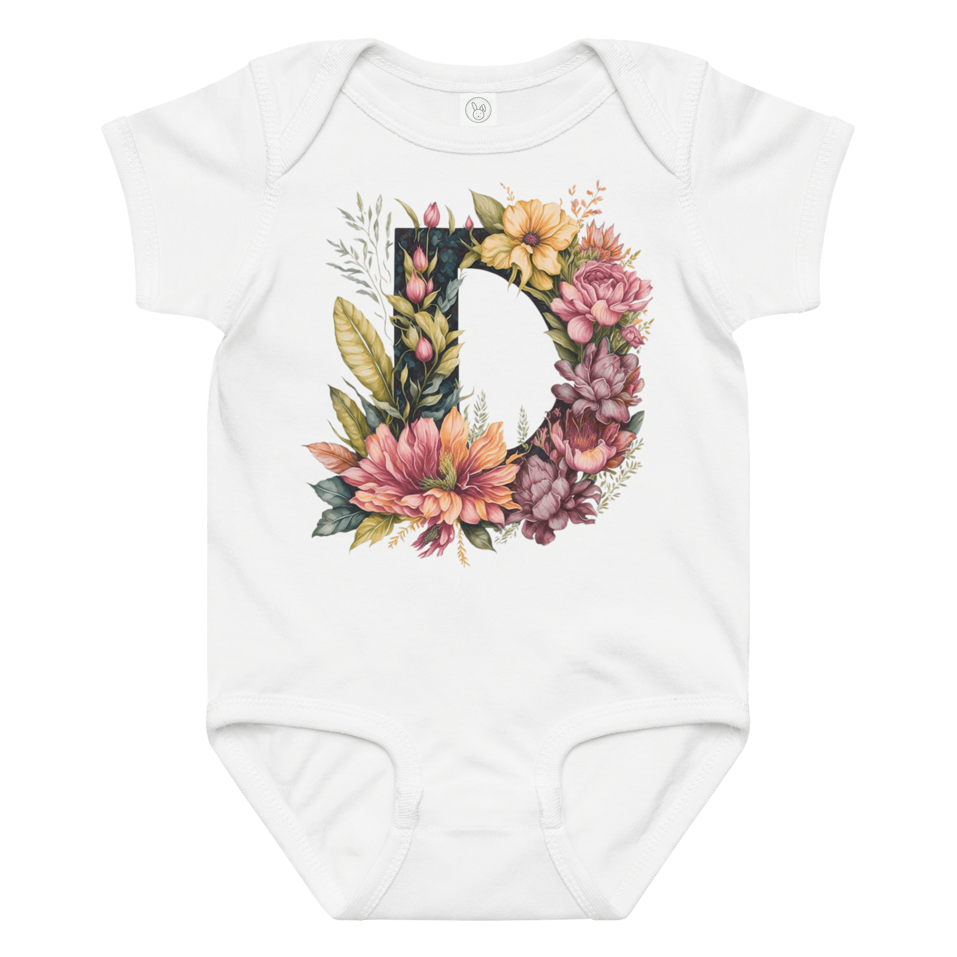 Floral Letter 'D' Baby Bodysuit product image (1)