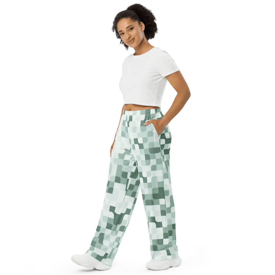 BUIII Pixelated Geometry: Mint Oasis Wide-Leg Pants product image (4)
