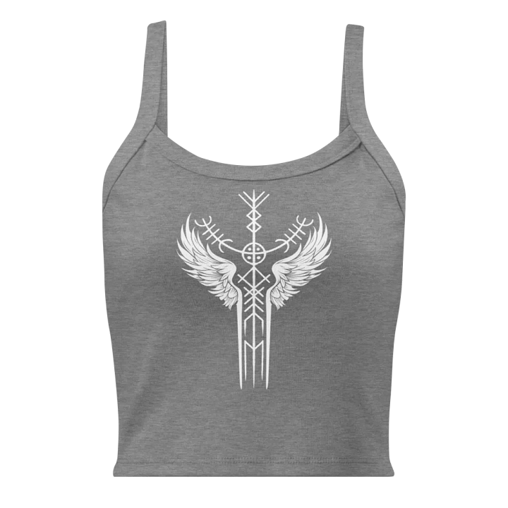 The Valkyrie Stave Women's Micro-Rib Tank Top (white print) product image (1)