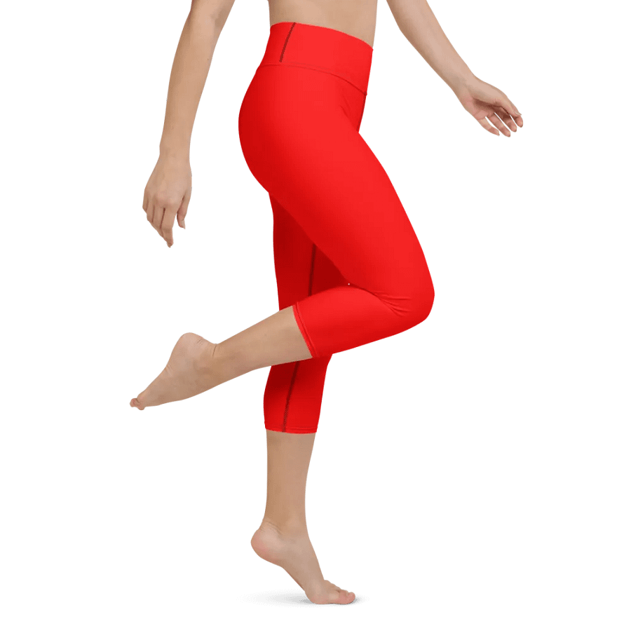 Plain Color Red Yoga Capri Leggings product image (3)
