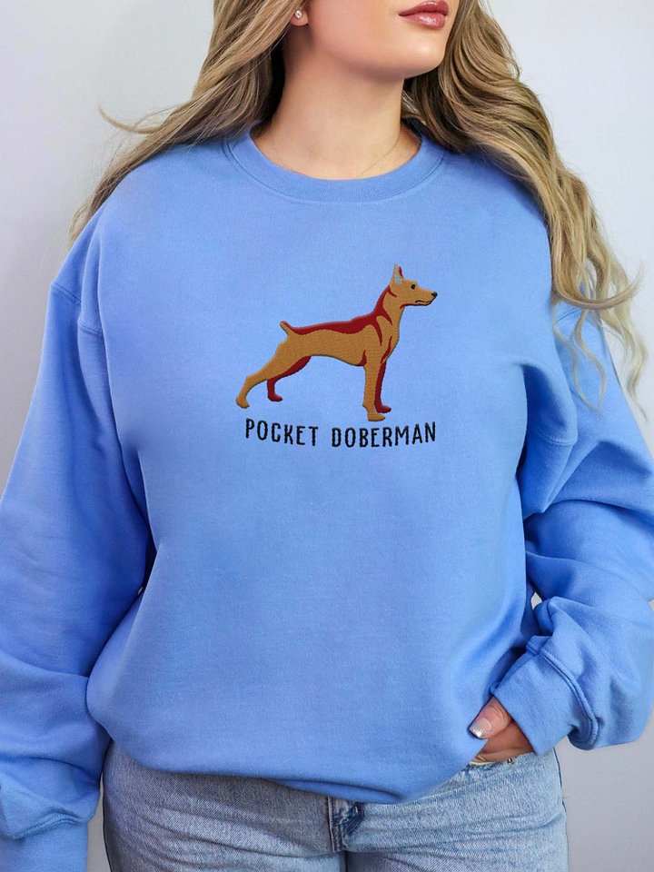 Pocket Doberman Sweatshirt (Embroidered) of a Miniature Pinscher(Tan) product image (2)