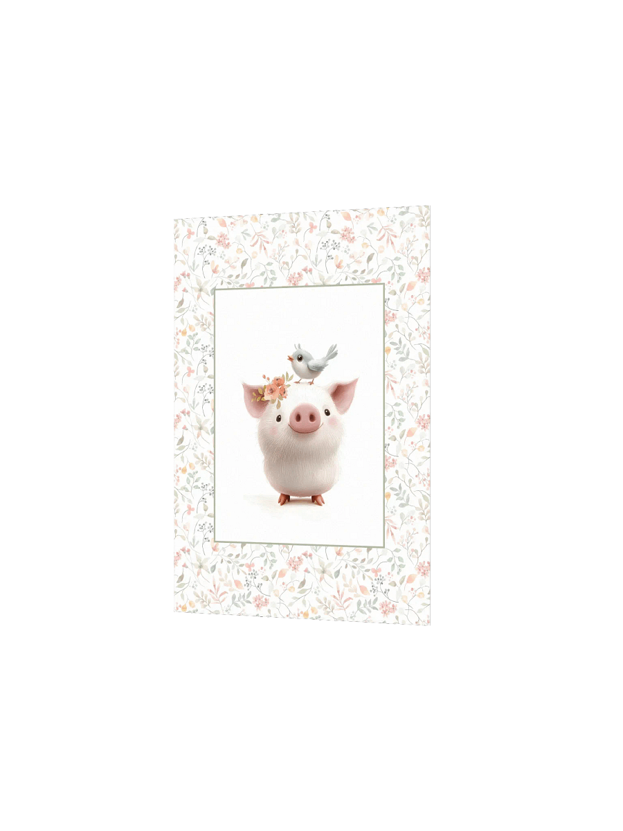 Cute Pig and Watercolor Floral Print product image (3)