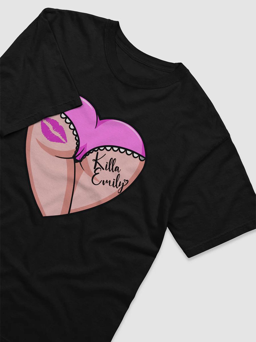 UNISEX KILLA_EMILY LIGHT PINK HEART BUTT LOGO BLACK TEE product image (3)