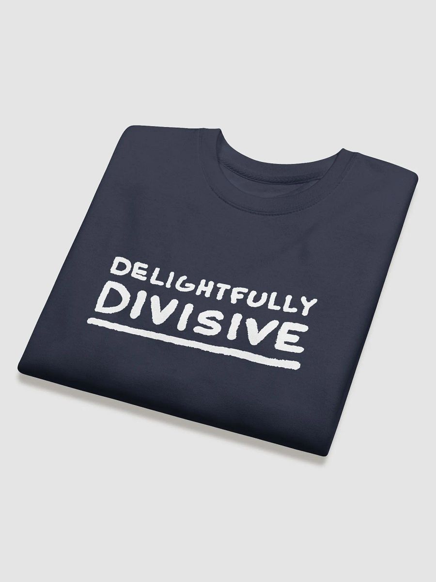 DELIGHTFULLY DIVISIVE (lg. white design) printed cotton crewneck product image (20)