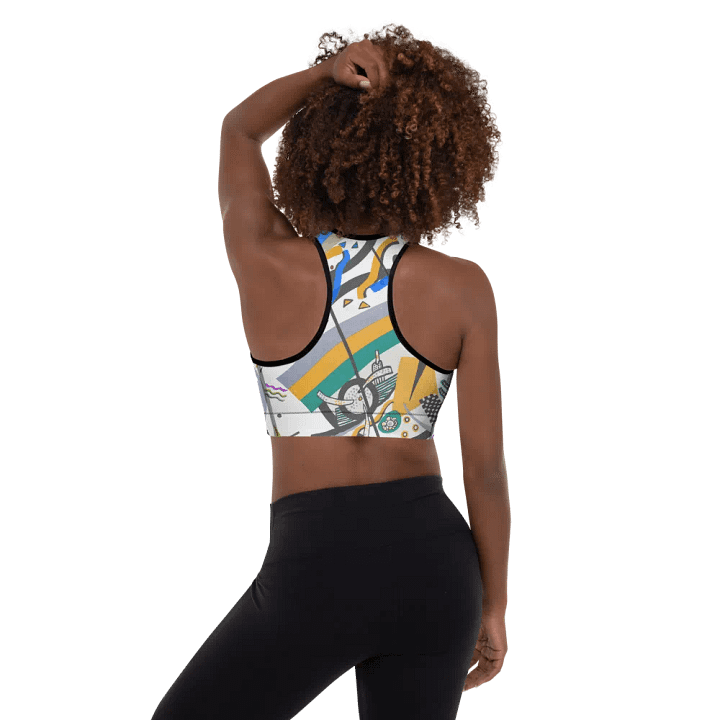 Abstract Lithographic Pattern Design Padded Sports Bra - V4 product image (1)