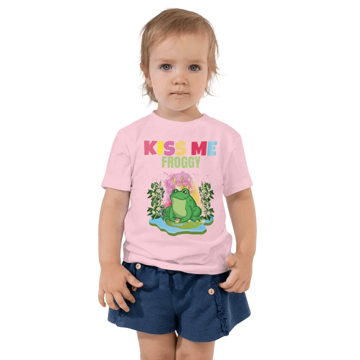 Kiss Me Froggy Colorful Funny Kids T-Shirt – Trendy Bella + Canvas Toddler Gift product image (1)