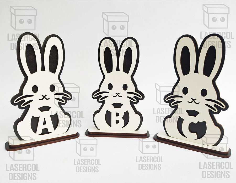 Easter Bunny Monogram Set 2 (3 Sizes) - Laser Cut Files product image (2)
