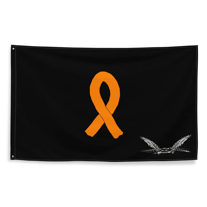 White HApex Gear White Logo Cancer Awareness Orange Ribbon. Black Flag product image (2)