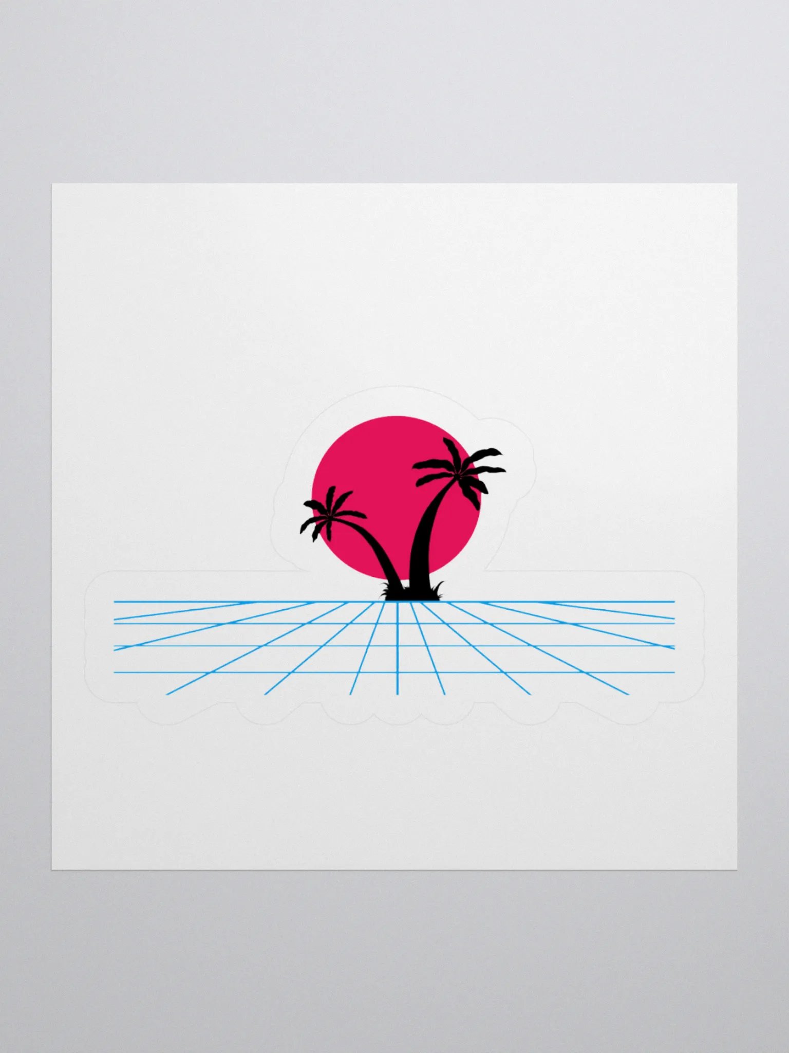 Retro Sun and Palm Trees Kiss Cut Stickers product image (1)