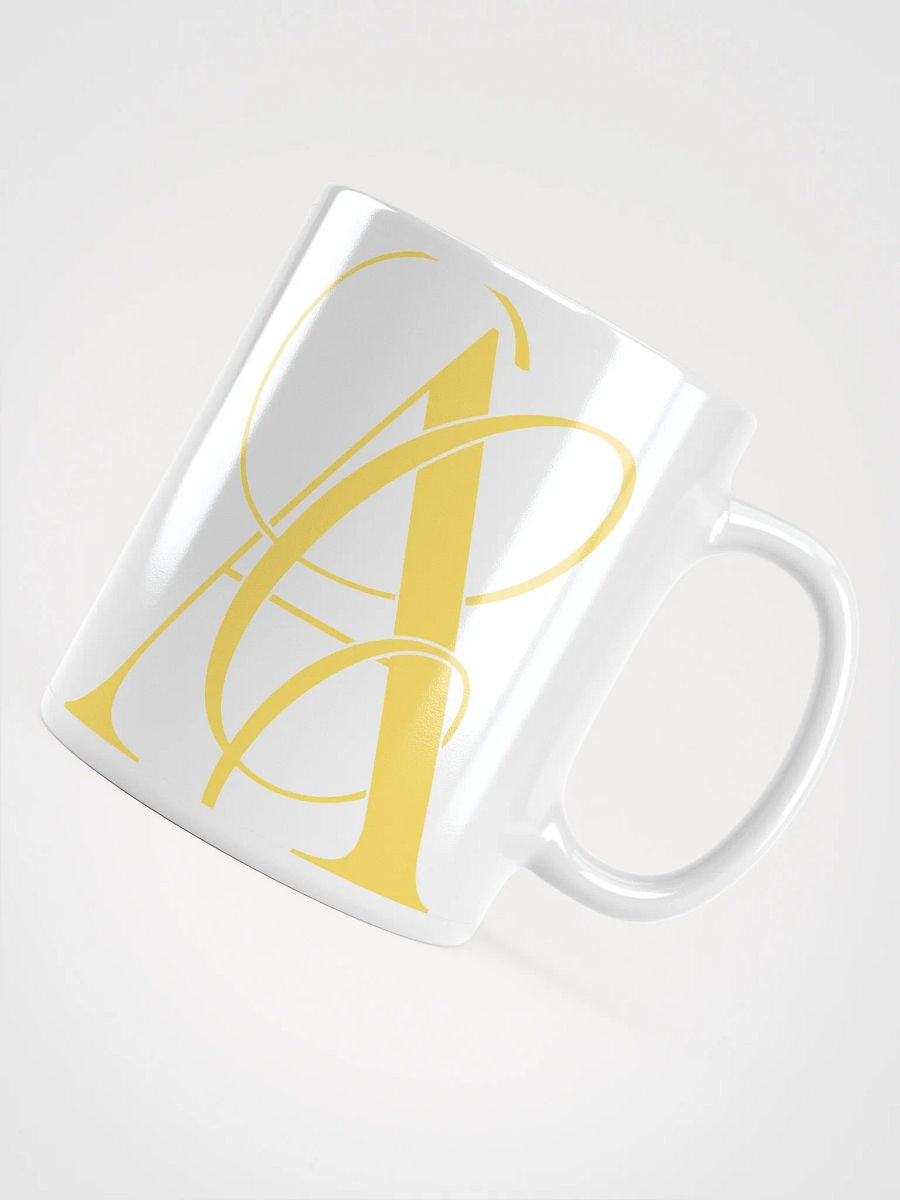 Elegant A Calligraphy White Glossy Mug (Yellow) product image (4)