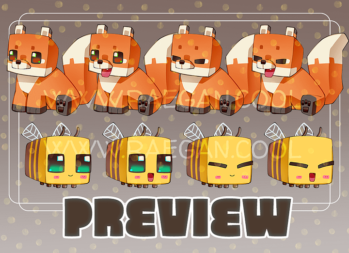 blocky fox + bee pngtuber models product image (2)