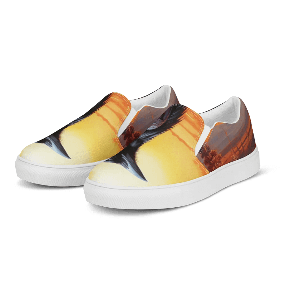 Men's Slip-On Canvas Shoes with Powerful Crow in Sunset Design 🌅 product image (5)