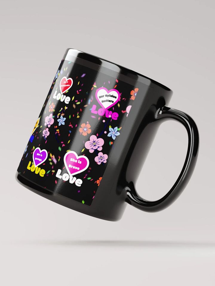 Love & Flowers Black Glossy Mug product image (3)