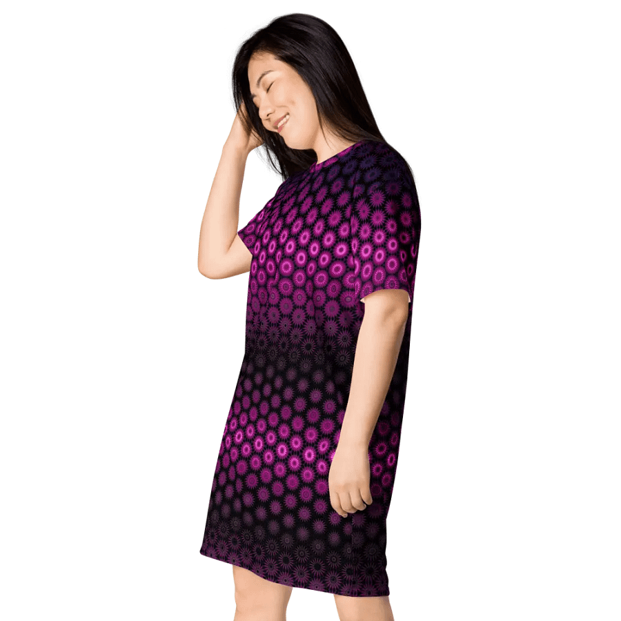 Abstract Raspberry and Black Pattern Ladies T Shirt Dress product image (9)