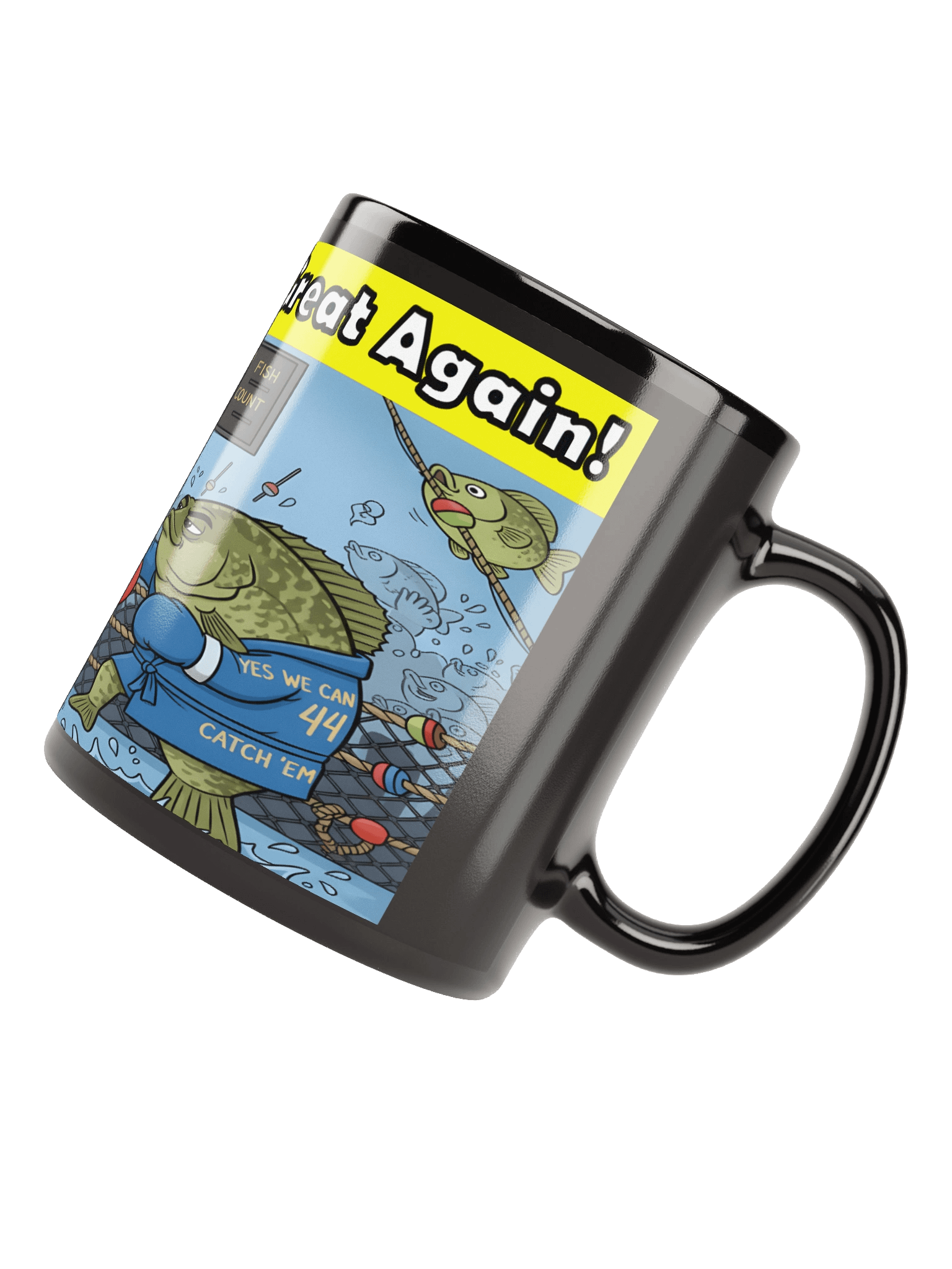 Political Fish Boxing Black Glossy Mug product image (8)