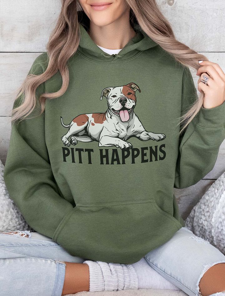 Pitt Happens Hooded Sweatshirt of a Pitbull Terrier | Funny Hoodie for Pittie and Staffy Paw-rents product image (13)