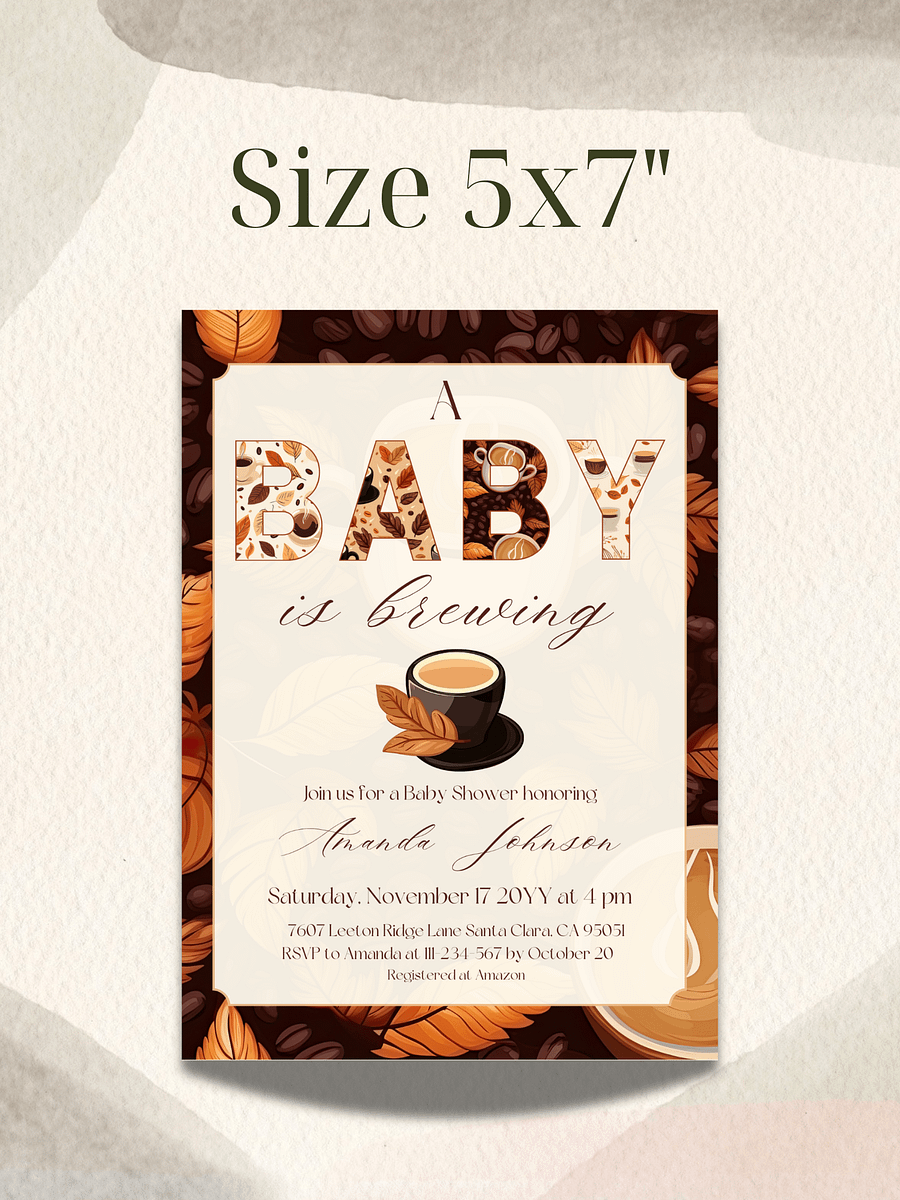 Coffee Themed Baby Shower Invitation Template, Rustic A Baby is Brewing Party, Coffee Brunch Baby Shower Invite Idea, Digital Download Canva product image (4)