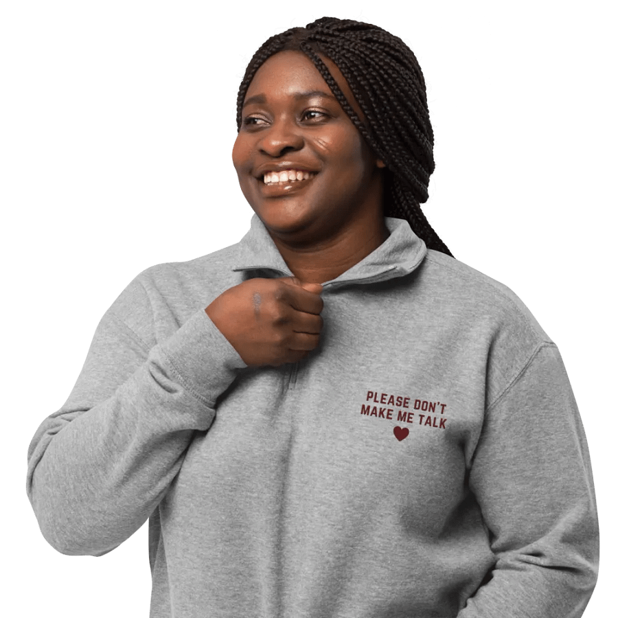 PLEASE DON'T MAKE ME TALK (maroon) embroidered quarter zip product image (8)