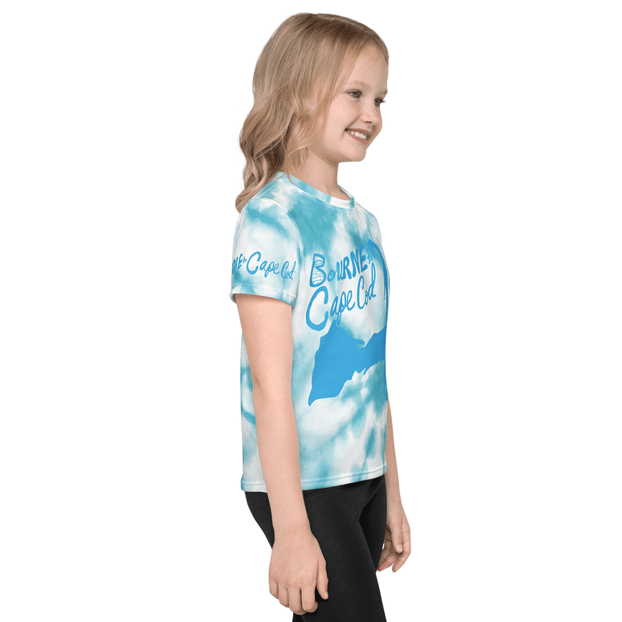 Girls' | Little Kids T-Shirt | BOURNE to Cape Cod™ | Vibrant Coastal Tee for Kids | Blue Logo on Blue Tie-Dye product image (4)