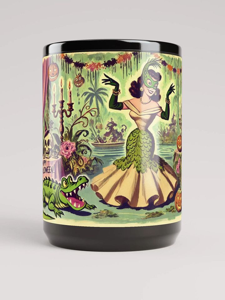 Halloween Gator Gala Coffee Cup - 15 oz Black Glossy Mug product image (1)