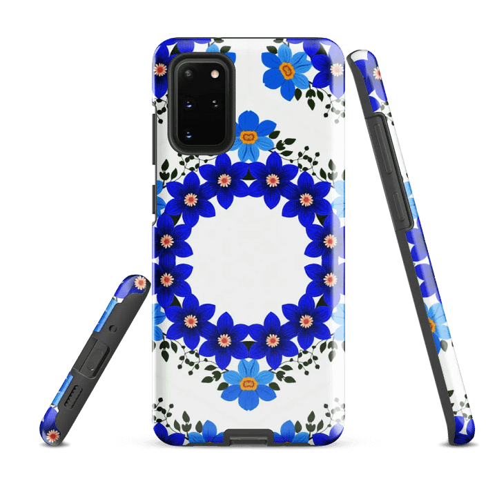 Tough Phone Case for Samsung® - Blue and Yellow Geometric Floral Design product image (2)