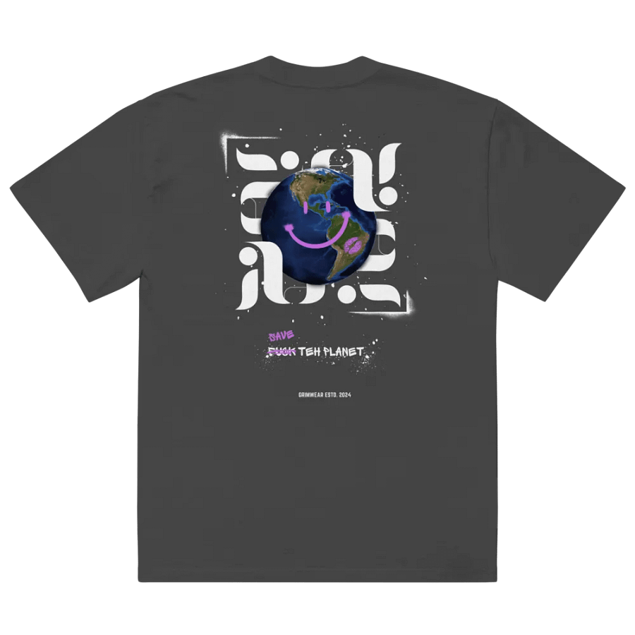 "Earth" by Grim - Black Oversized T-Shirt product image (3)