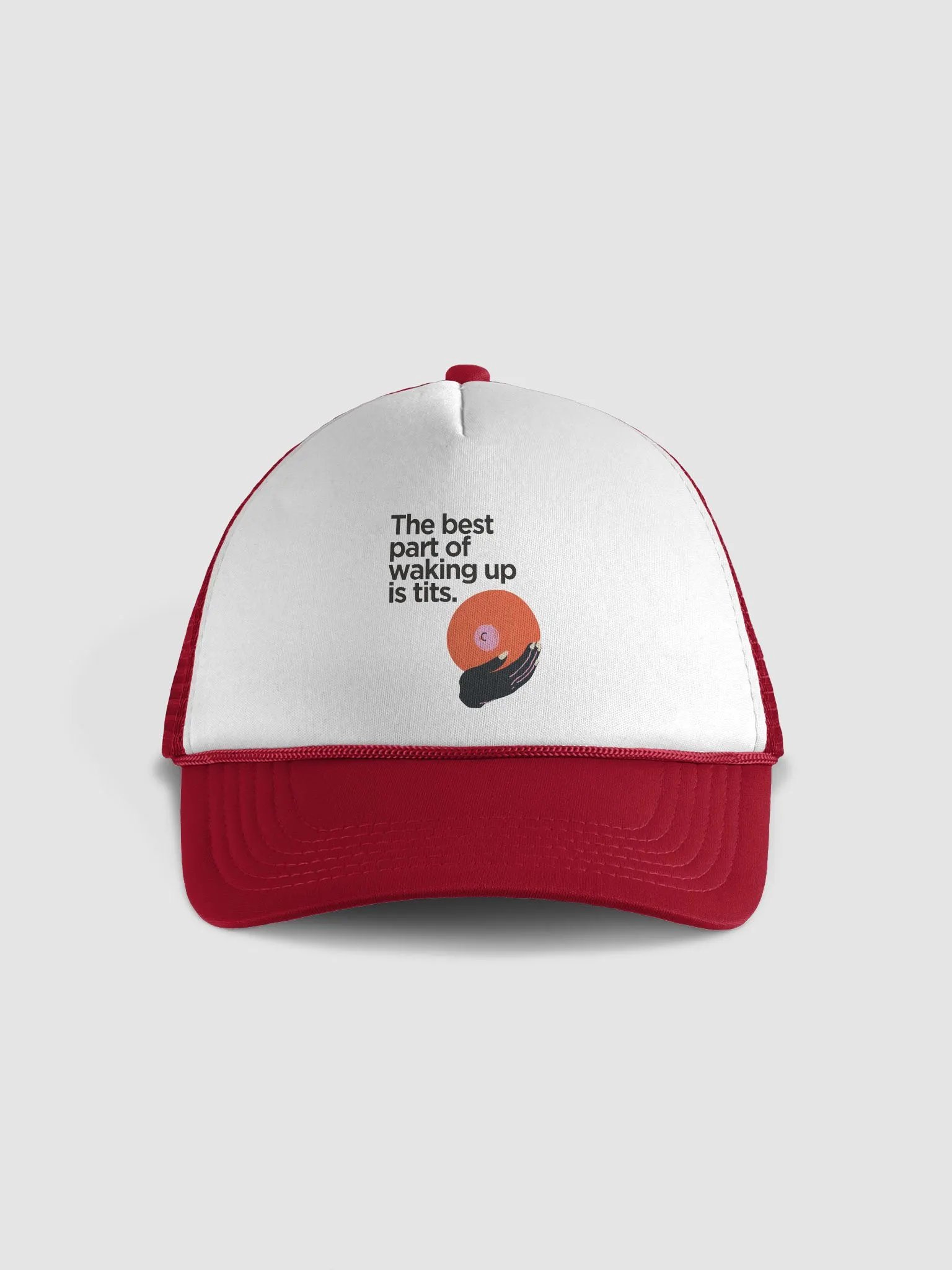 Perky Mornings Trucker Hat- The Best Part of Waking Up is Tits product image (1)